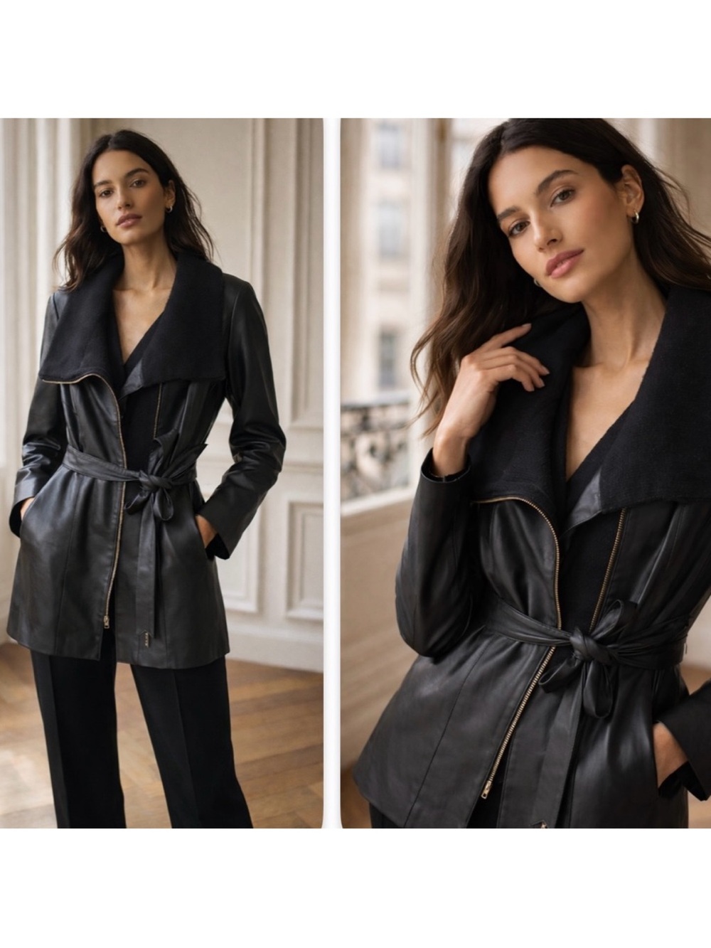 Iman genuine leather womens medium coat